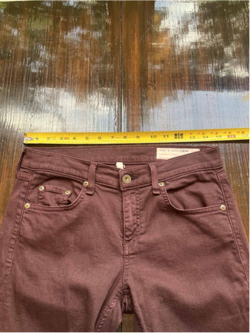 RAG & BONE Jeans Burgundy Slim Fit Boyfriend Stretch Modern Women’s Size 26 - Picture 9 of 15